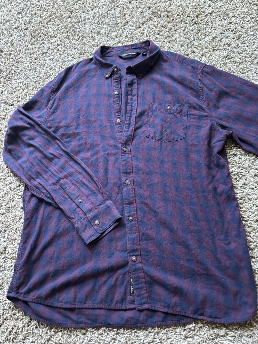 Travis Mathew Men's Purple and XL Blue Plaid Button-Down Shirt